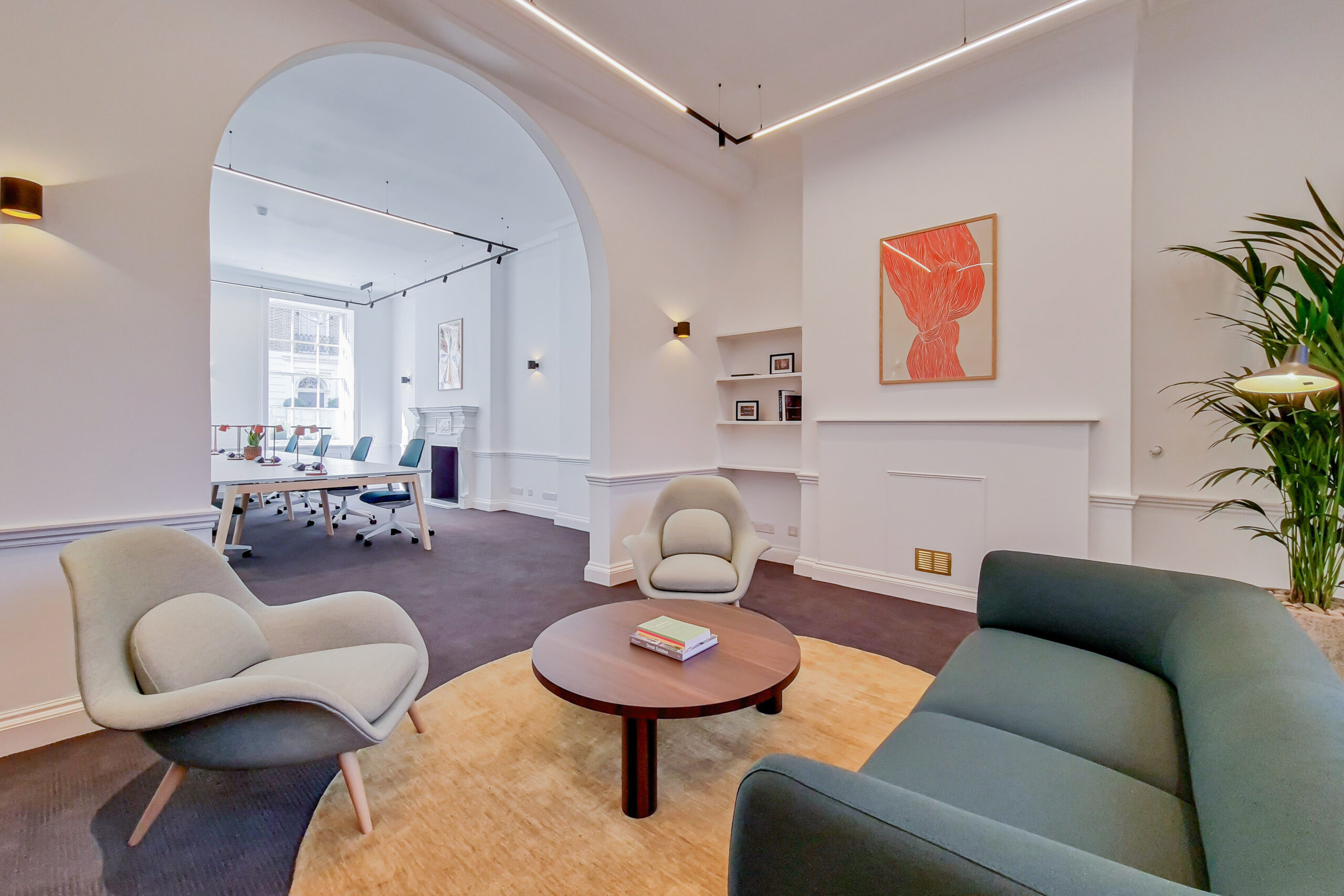Characterful workspace blending period features with contemporary design.