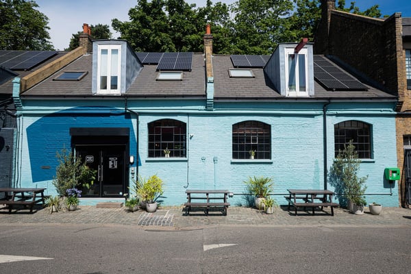 Our striking painted facade - you won't miss it!