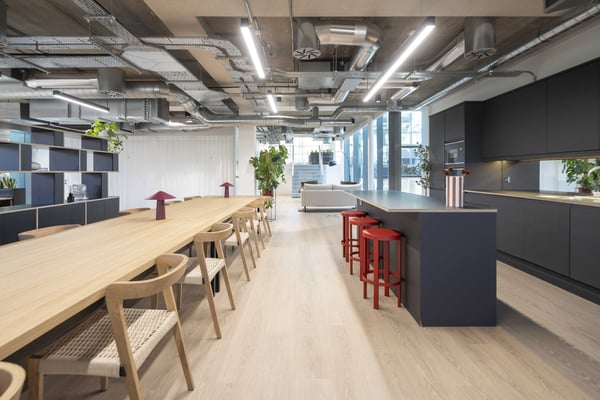A contemporary kitchenette within an Enterprise Suite at Primrose Hill Works, providing a convenient space for coffee breaks and informal catch-ups.