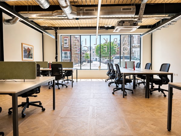 Studios have crisp lines, with added texture courtesy of herringbone wooden floors.