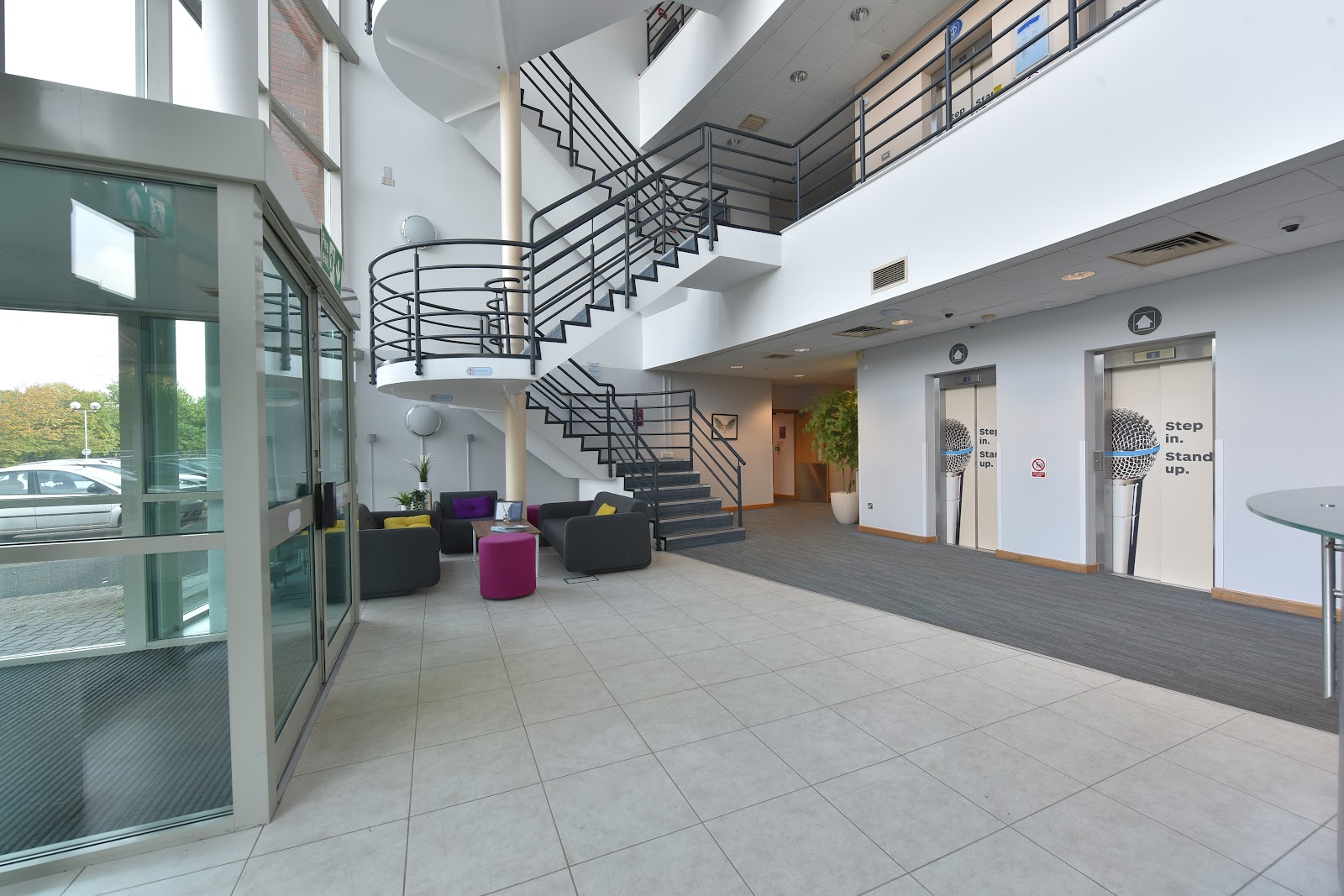 View of the Reception atrium at Oak House Worcester